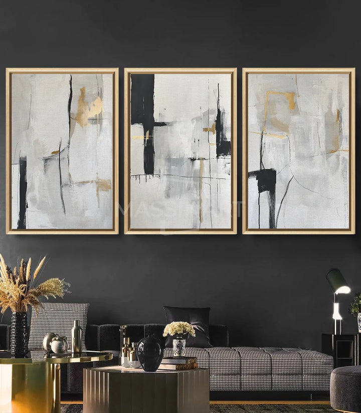 Tableau Density panneau droit composition minimaliste doré Massinart