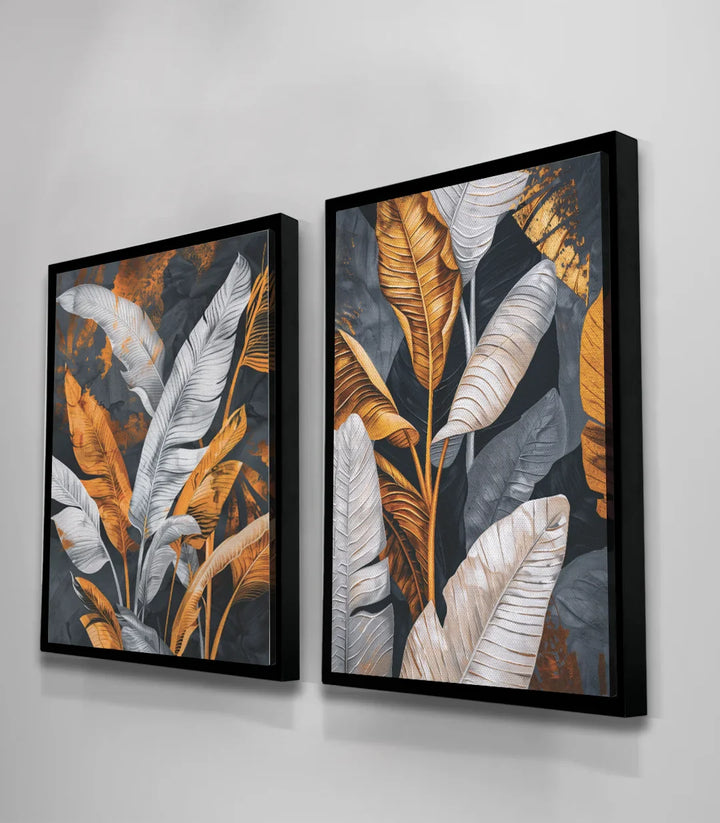 Tableau Tropical diptyque mise en situation salon moderne Massinart