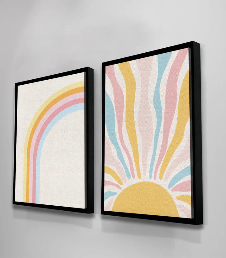 Tableau minimaliste Sunny future rose jaune bleu Massinart
