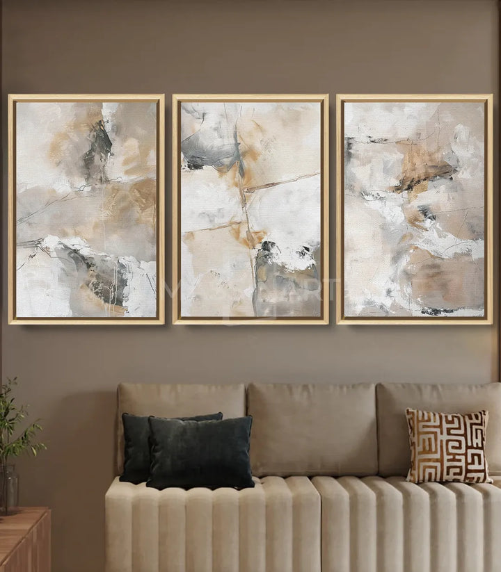 Tableau abstrait minimaliste Massinart — panneau droit formes géométriques