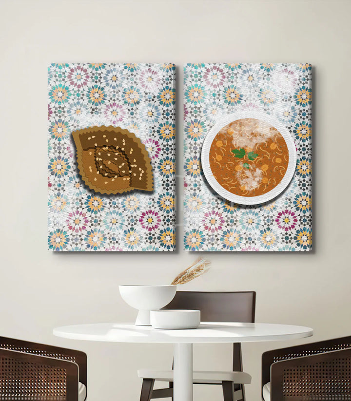 Tableau Chabakia en situation salle à manger — art culinaire marocain Massinart