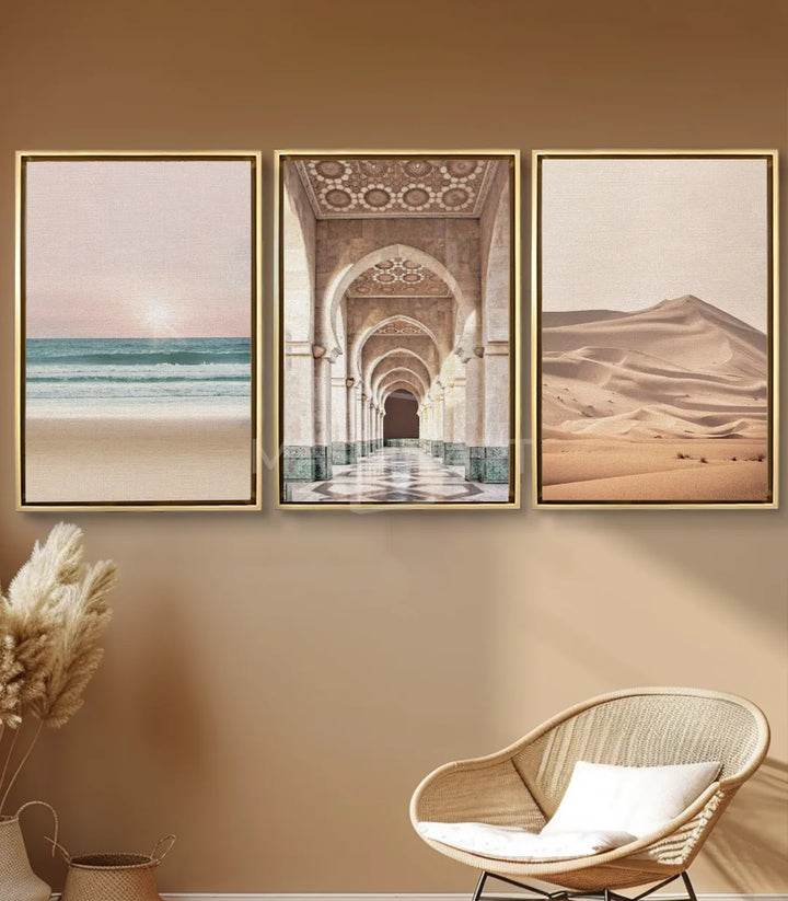Tableau corridor architecture islamique arches Massinart
