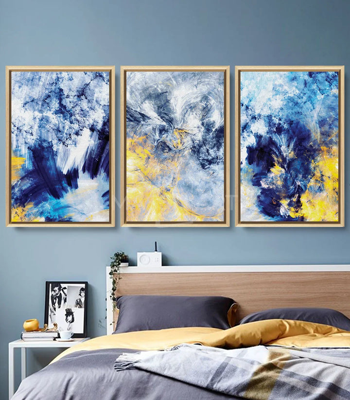 Tableau Slow Motion panneau droit dynamique bleu jaune Massinart