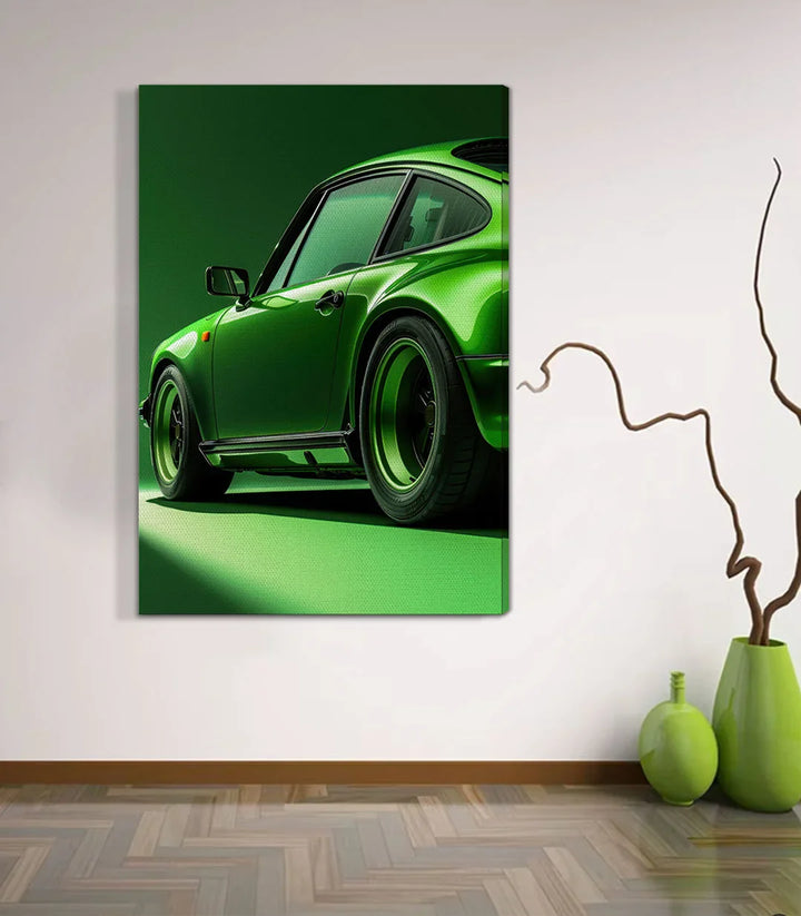 Tableau automobile classique vert détail design Massinart