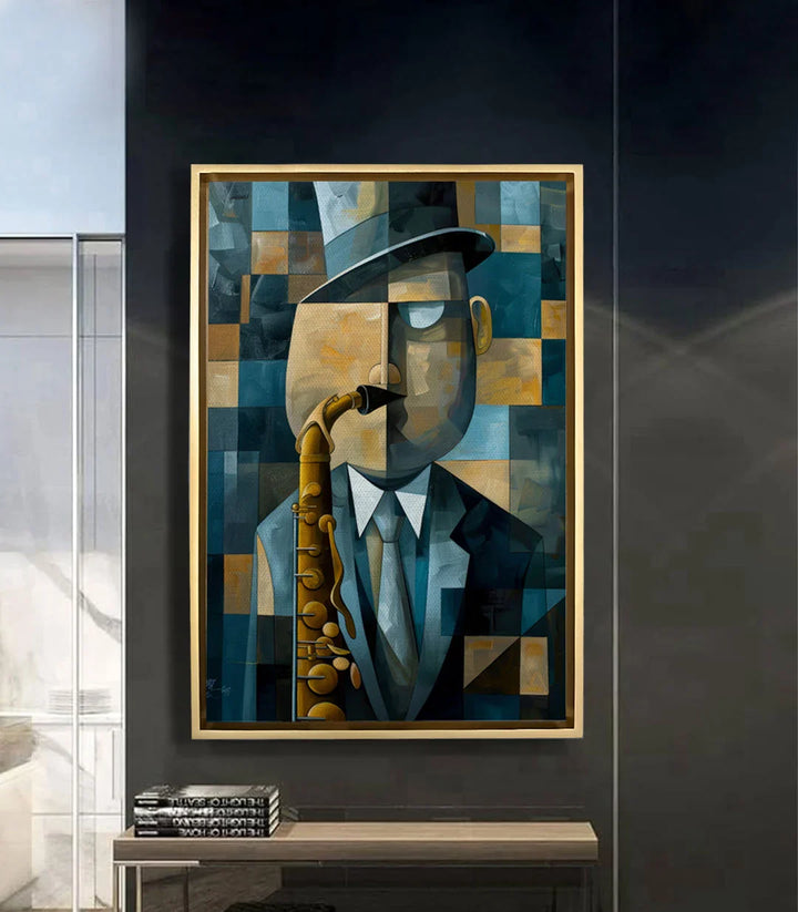Tableau Echoes of the Sax mise en situation bureau décoration intérieur Massinart