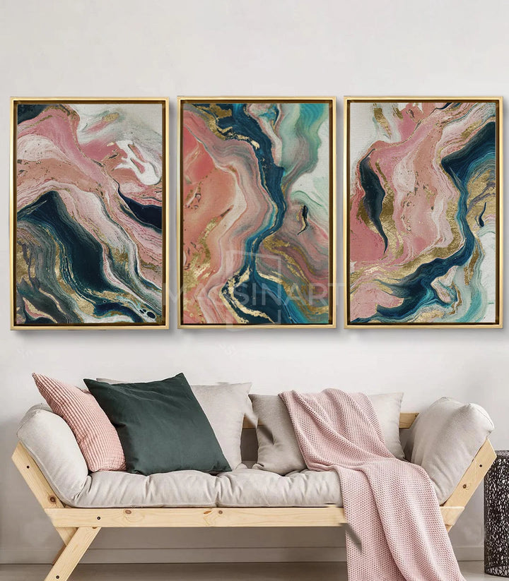 Tableau Stream mise en situation salon moderne triptyque Massinart