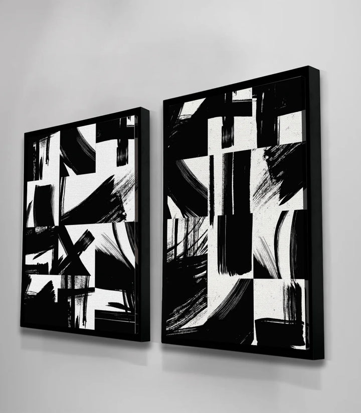 Tableau Inked diptyque détail composition géométrique expressionniste Massinart