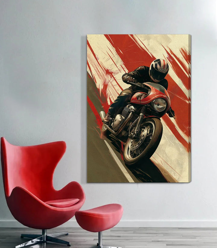 Décoration intérieur contemporain — Tableau Moto Master encadré noir sur mur clair Massinart