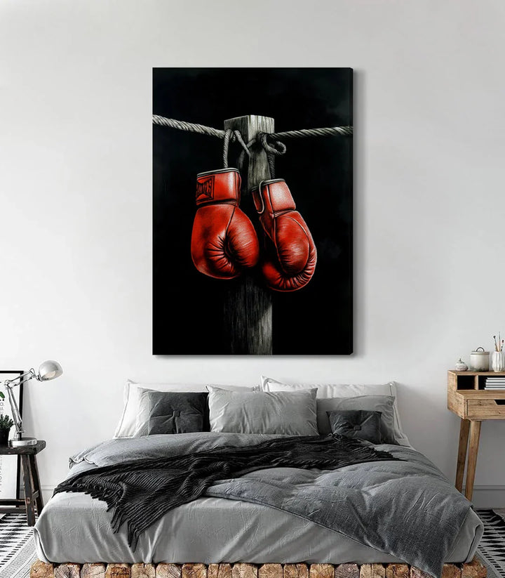 Tableau gants boxe rouge noir détail texture Massinart