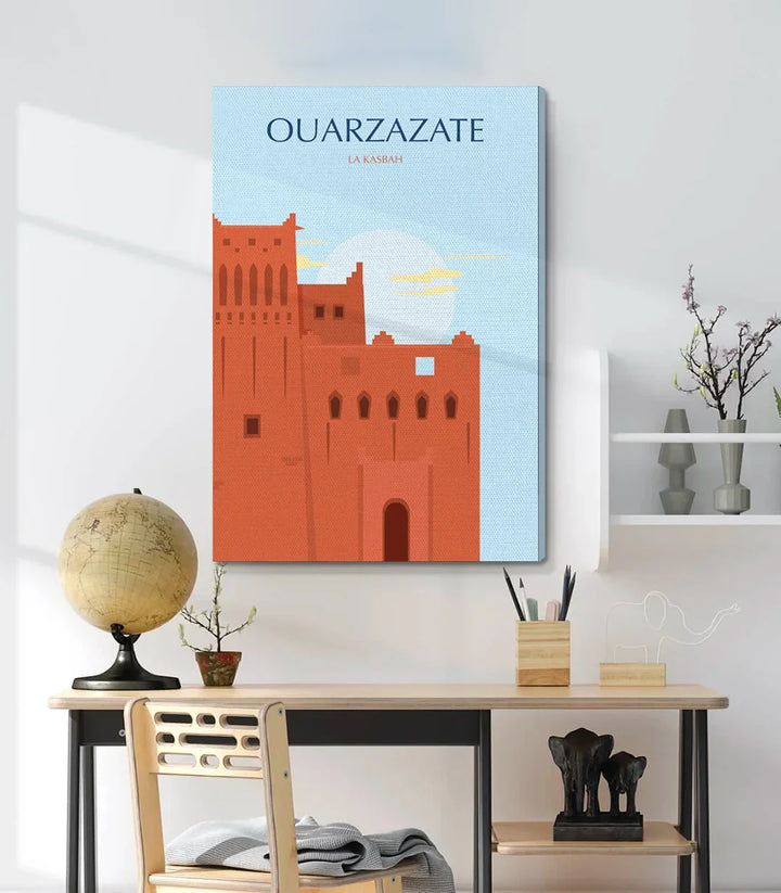 Tableau architecture marocaine La Kasbah dans salon moderne — Massinart