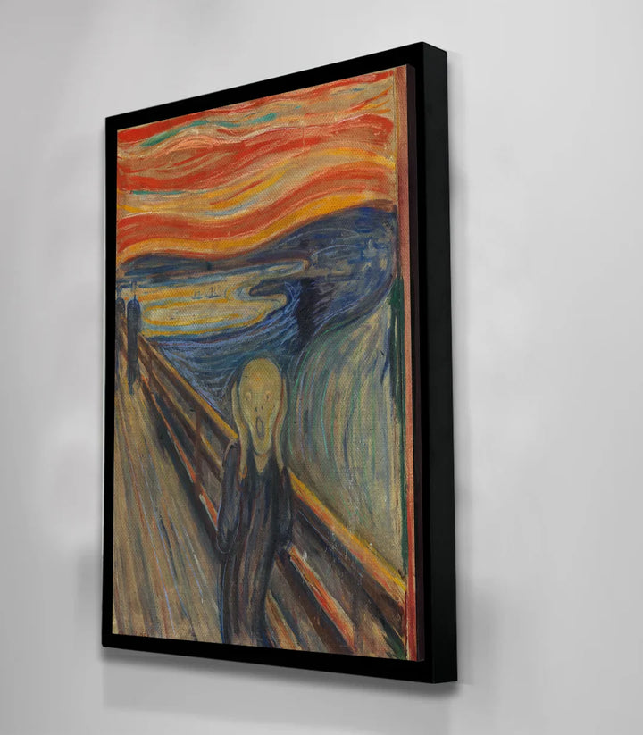 Détail palette expressionniste Tableau Le Cri teintes rouge orange bleu jaune Massinart