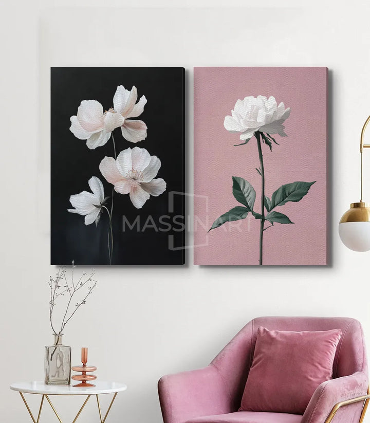 Tableau fleurs élégantes décoration intérieur chambre fille Massinart