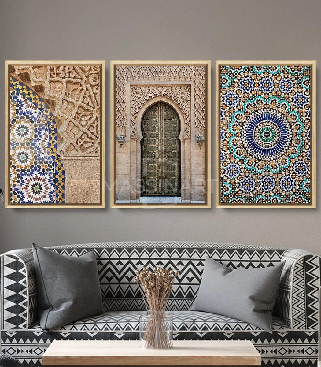Triptyque Décoratif Marocain 3D – Bois – Décoration Murale Style Marocain – Neuf