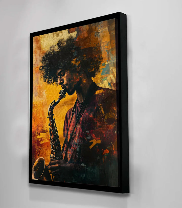 Art mural jazz - Tableau musicien expressionniste Massinart