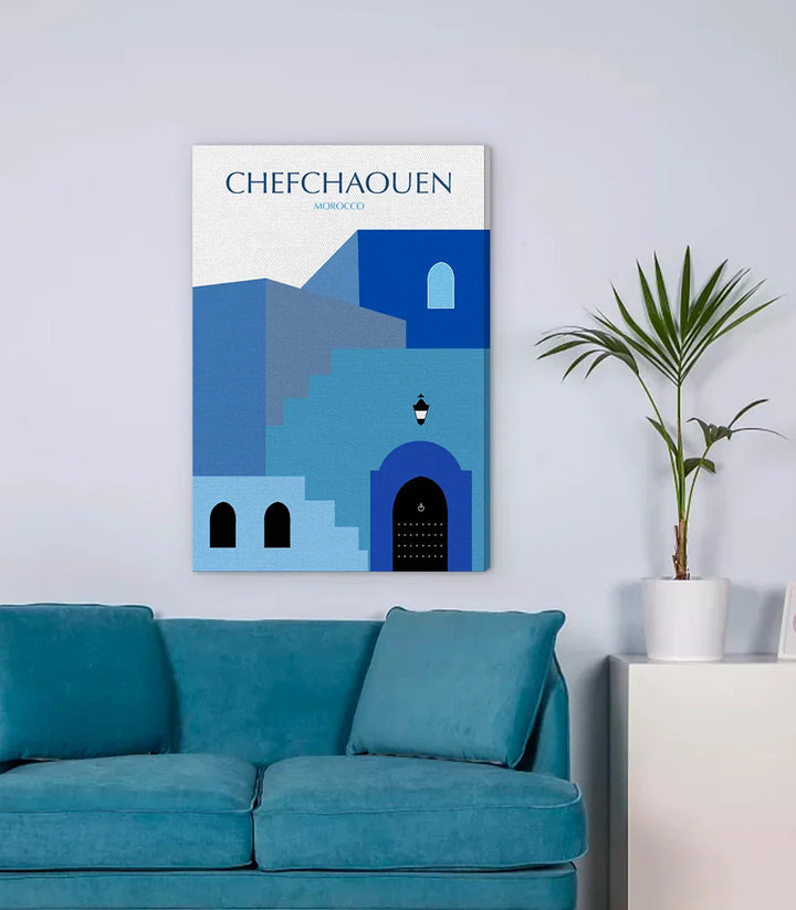 Tableau Chefchaouen illustration ville marocaine Massinart