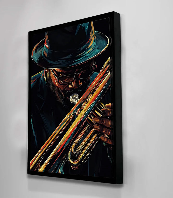 Tableau Jazz Whispers mise en situation salon moderne éclairage ambiance Massinart