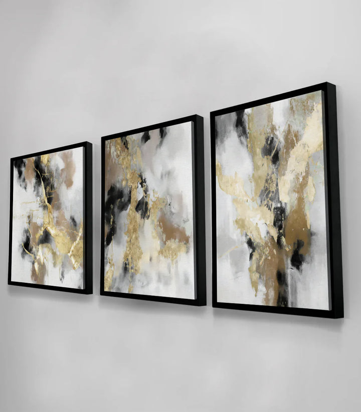 Détail peinture Ethereal, textures encres et feuille d'or — Massinart