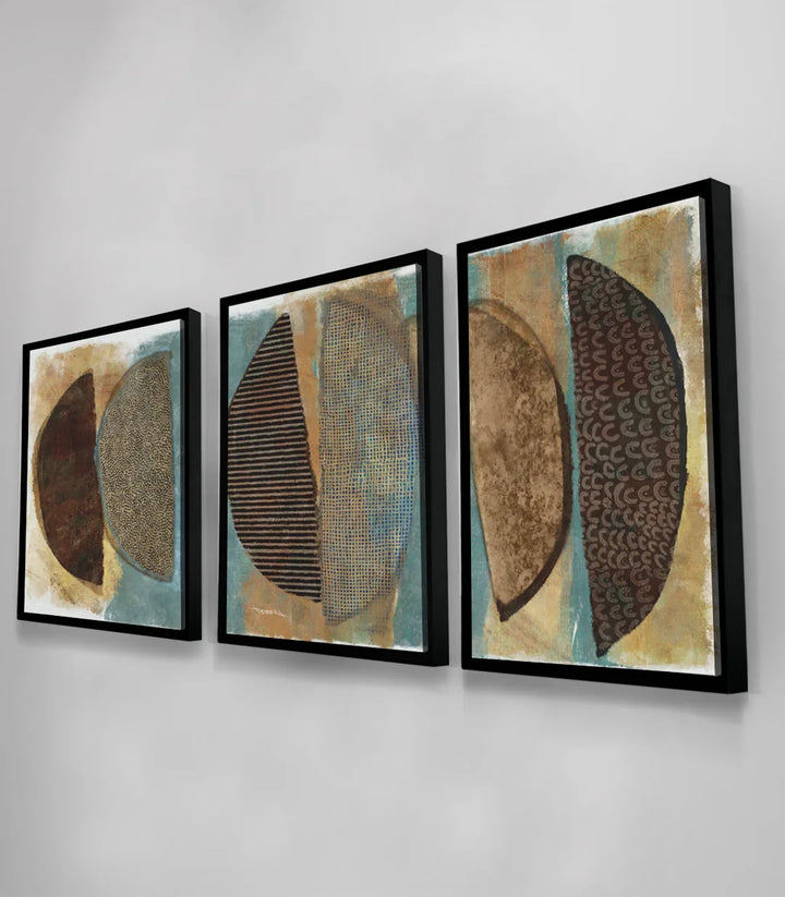 Décoration salon marocain — triptyque Boho Massinart palette terracotta beige