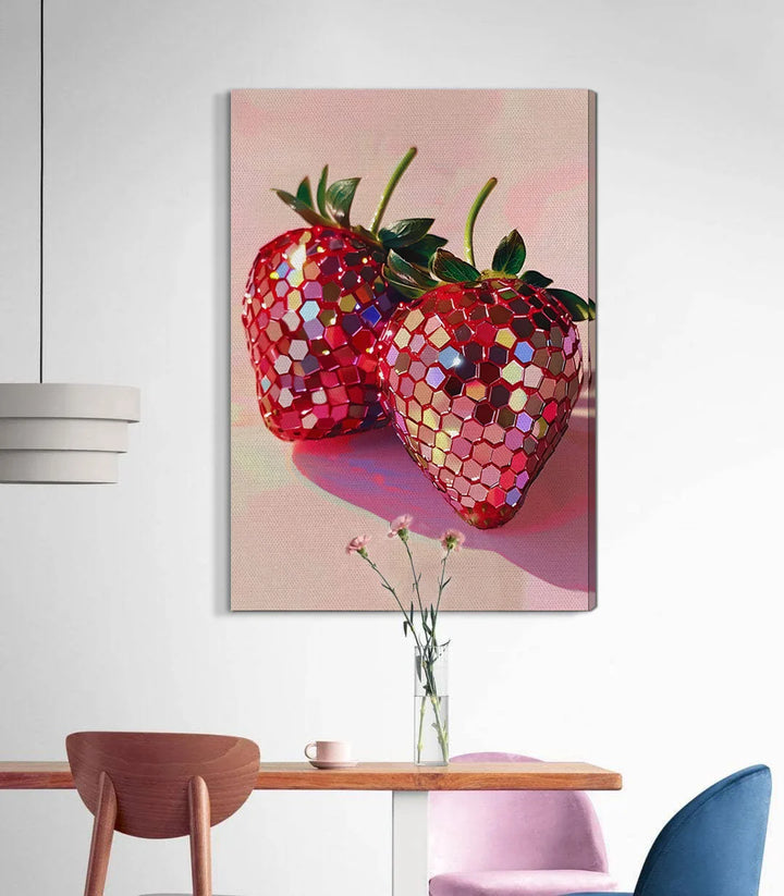 Composition intérieure chambre, tableau fraises colorées décoration murale — Massinart