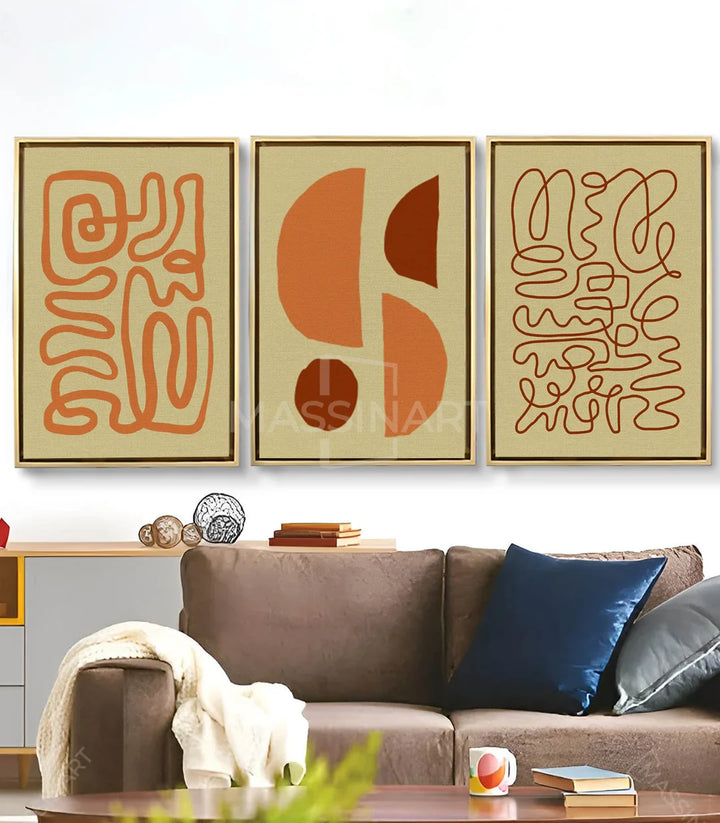 Tableau abstrait Rustic Impressions volet 2 — composition formes arrondies Massinart