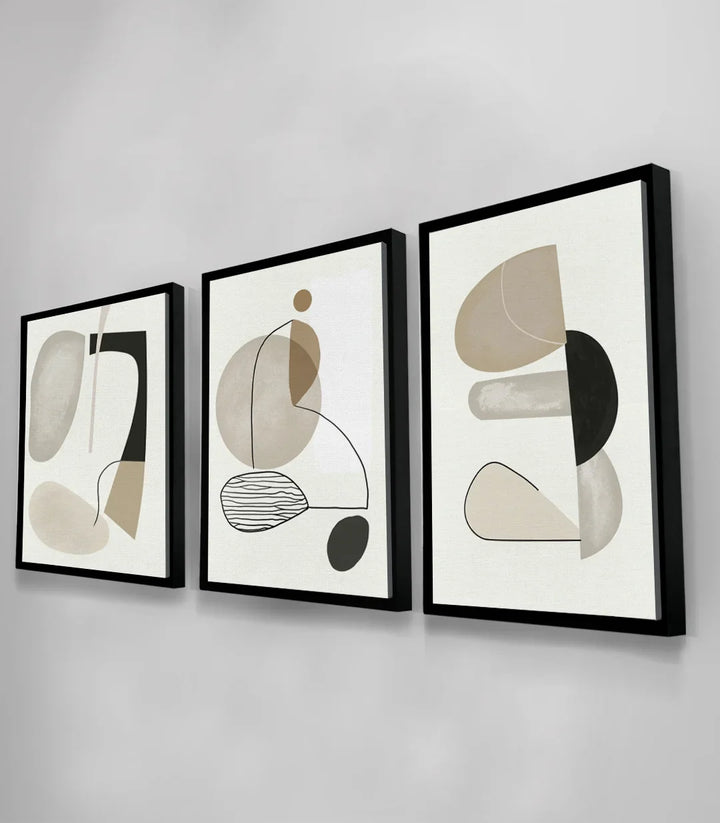 Tableau formes géométriques beige noir mise en situation Massinart
