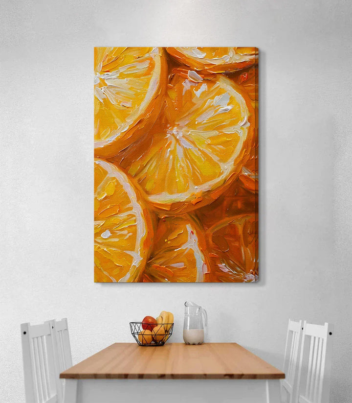 Tableau Citrus Flow mis en situation salon moderne Massinart