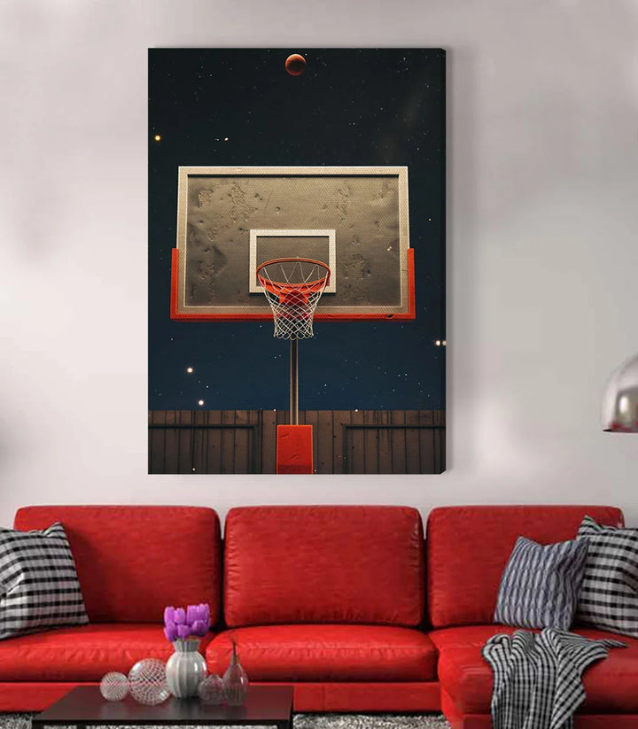 Tableau Moonlit Basket dans chambre ado avec ambiance sportive et moderne Massinart