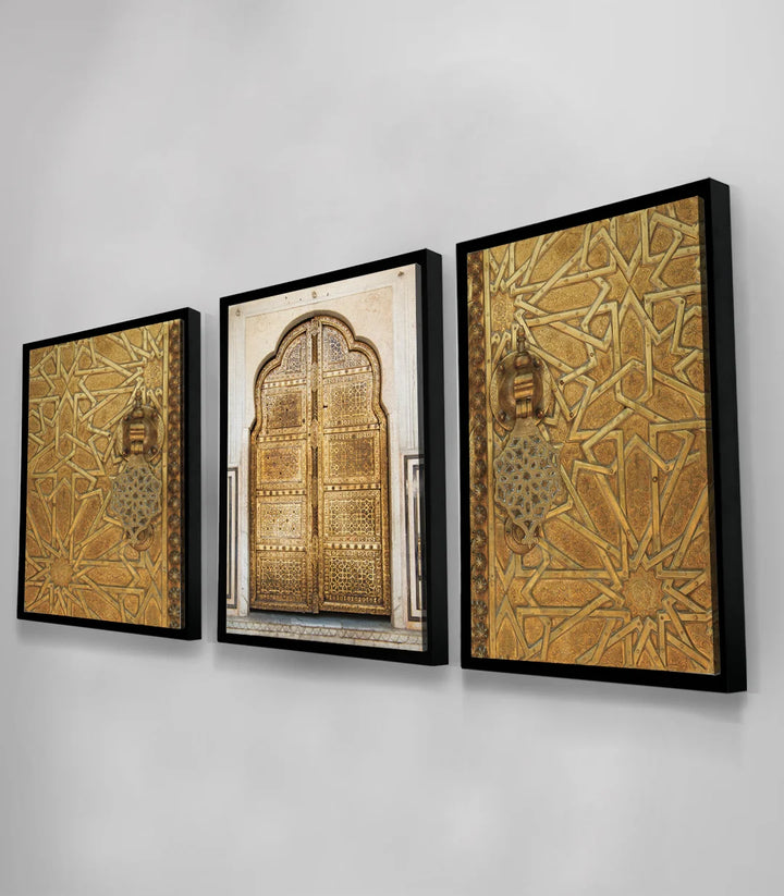 Tableau Golden Gate triptyque vue rapprochée motifs zellige Massinart