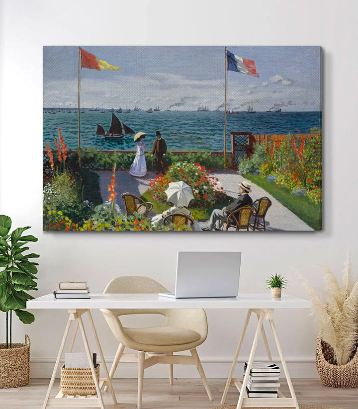 Tableau Jardin à Sainte-Adresse Monet en mise en situation cadre noir décoration Massinart
