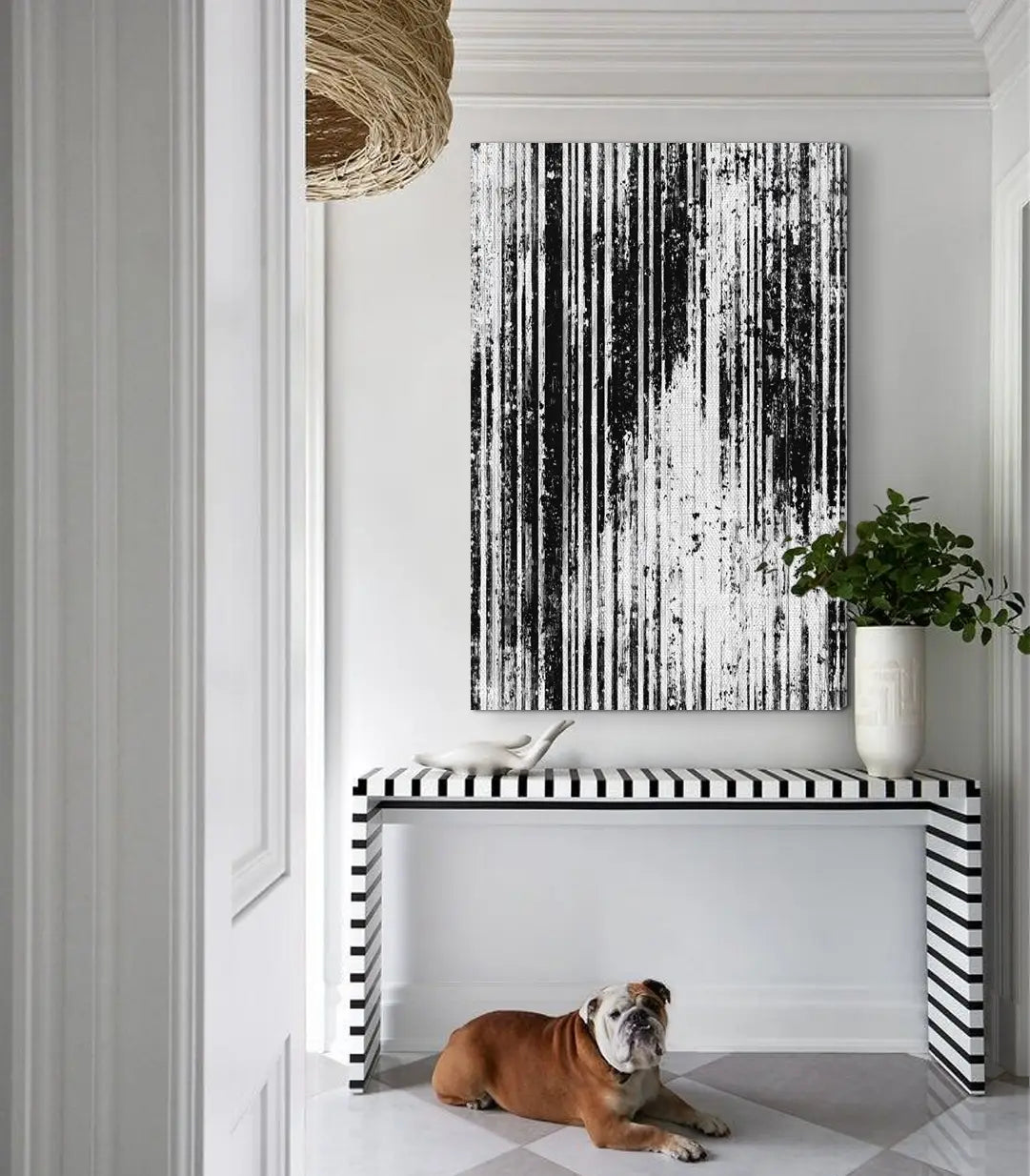 Tableau Cascading ambiance bureau contemporain noir et blanc Massinart