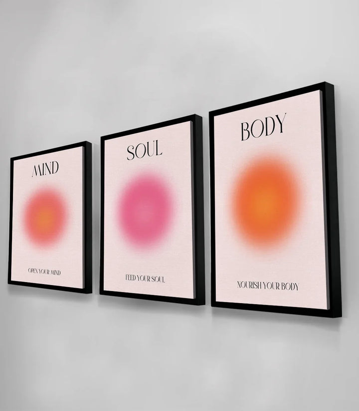 Tableau Mind Soul Body panneau central Soul rose magenta Massinart