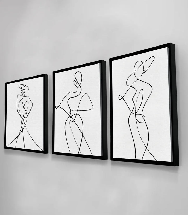 Tableau silhouette femme triptyque harmonie salon Massinart