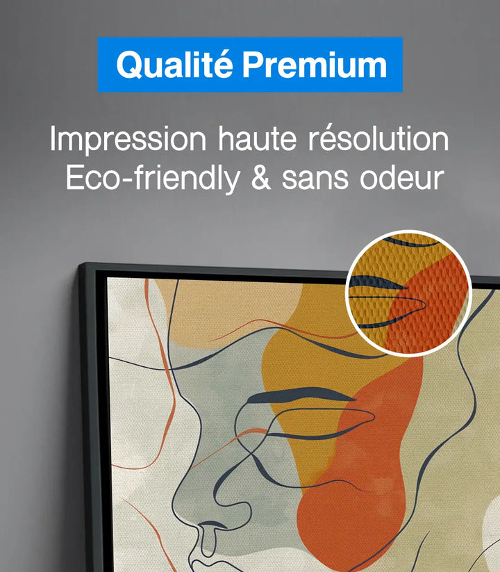 Tableau Face in Lines harmonie couleur terracotta beige décoration Massinart