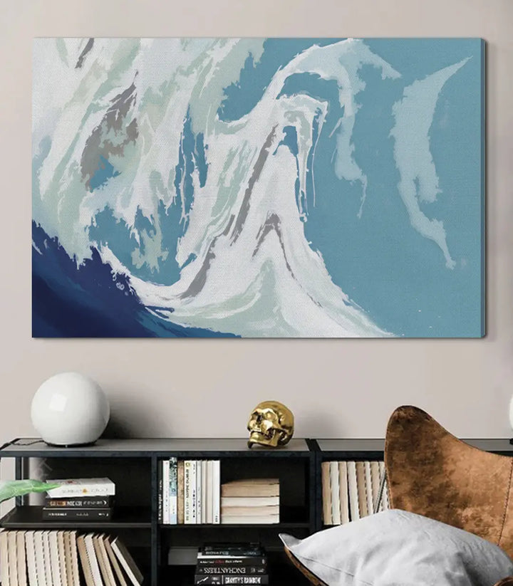 Tableau Frozen Wave palette minimaliste bleu vert — Massinart