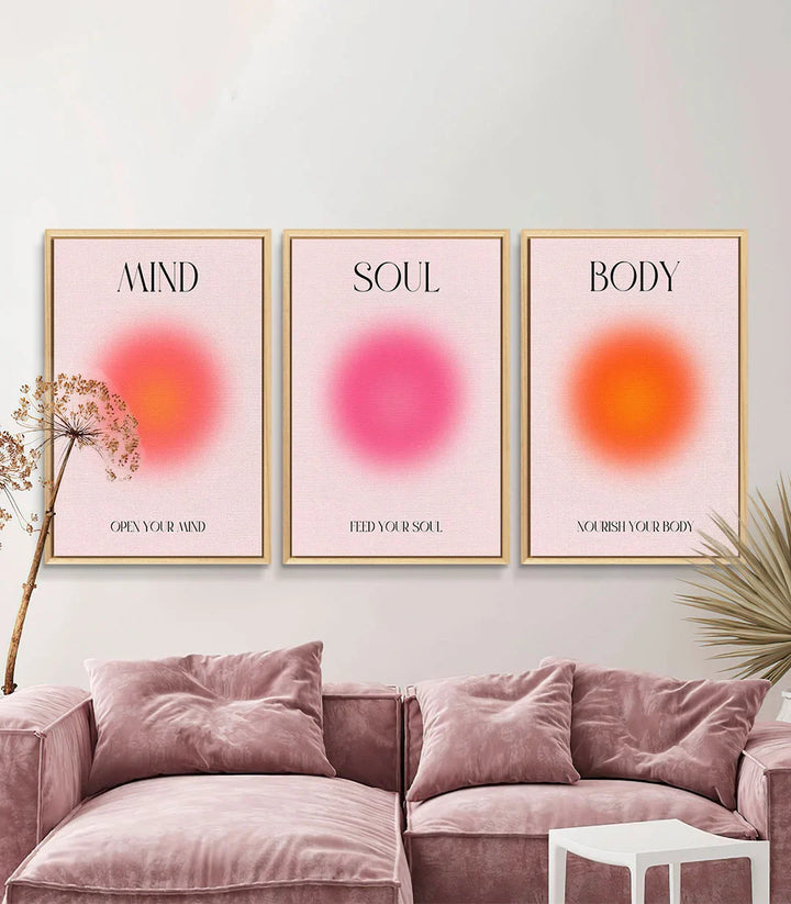 Tableau Mind Soul Body détail message bien-être minimaliste Massinart