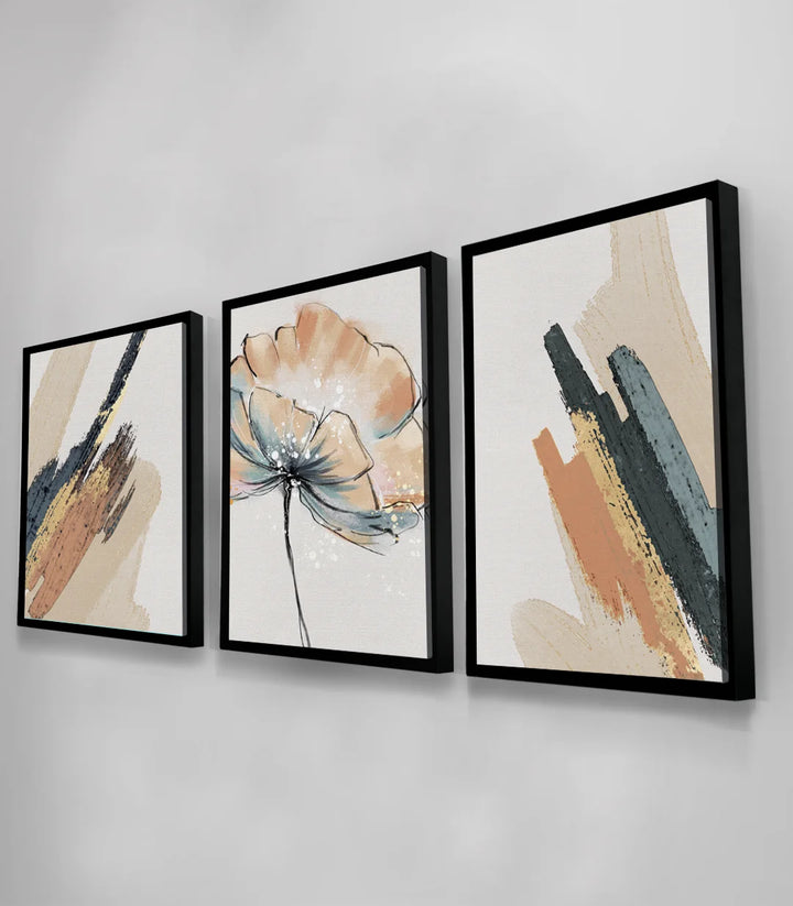 Triptyque aquarelle détail fleur centrale Massinart