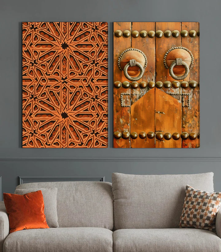 Mise en situation salon moderne porte marocaine Massinart