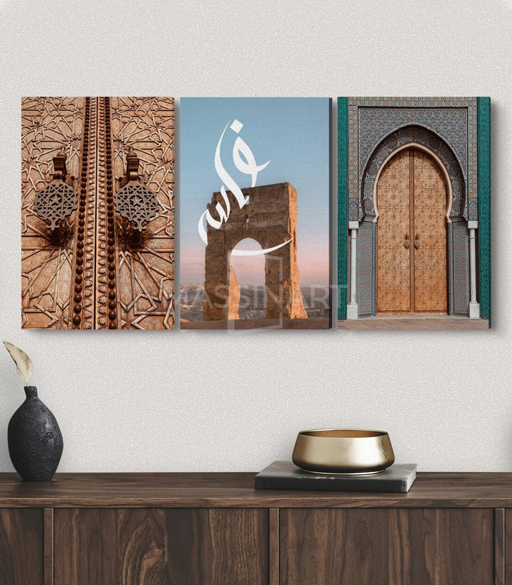 Tableau Fes Legacy triptyque Massinart — encadrement noir