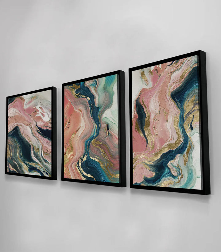 Tableau Stream marbre abstrait rose poudré bleu Massinart