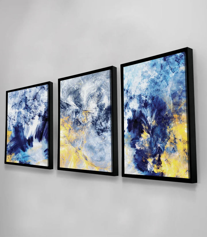 Décoration intérieur Slow Motion triptyque abstrait lit chambre Massinart