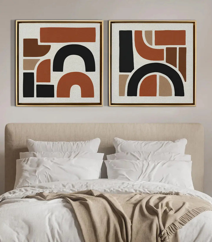 Tableau Broken Arches mise en situation chambre décoration minimaliste Massinart