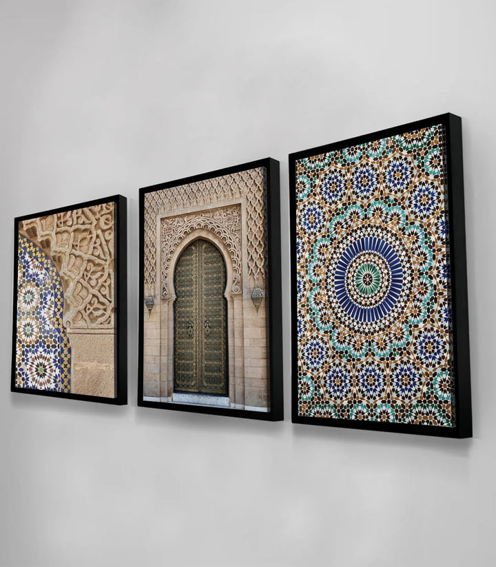 Mise en situation Triptyque Zellej canapé Salon_marocain Massinart