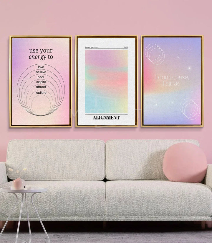 Tableau Attract triptyque — Deuxième panneau dégradé multicolore Alignment Massinart