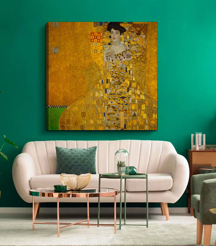 Tableau Portrait Adèle vêtements ornés détails géométriques Massinart
