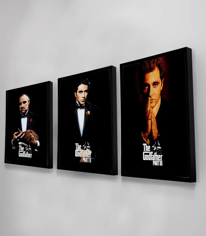 Tableau Godfather Part I II III triptyque salon Massinart — decoration moderne