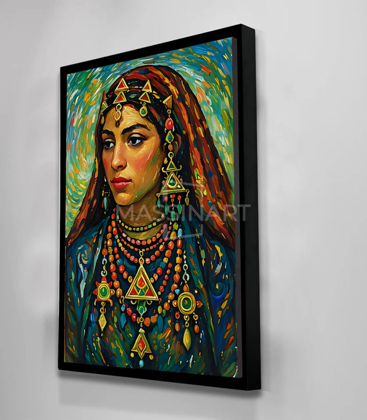 Cadrage complet Tableau Sousia portrait vertical encadré doré décoration Massinart