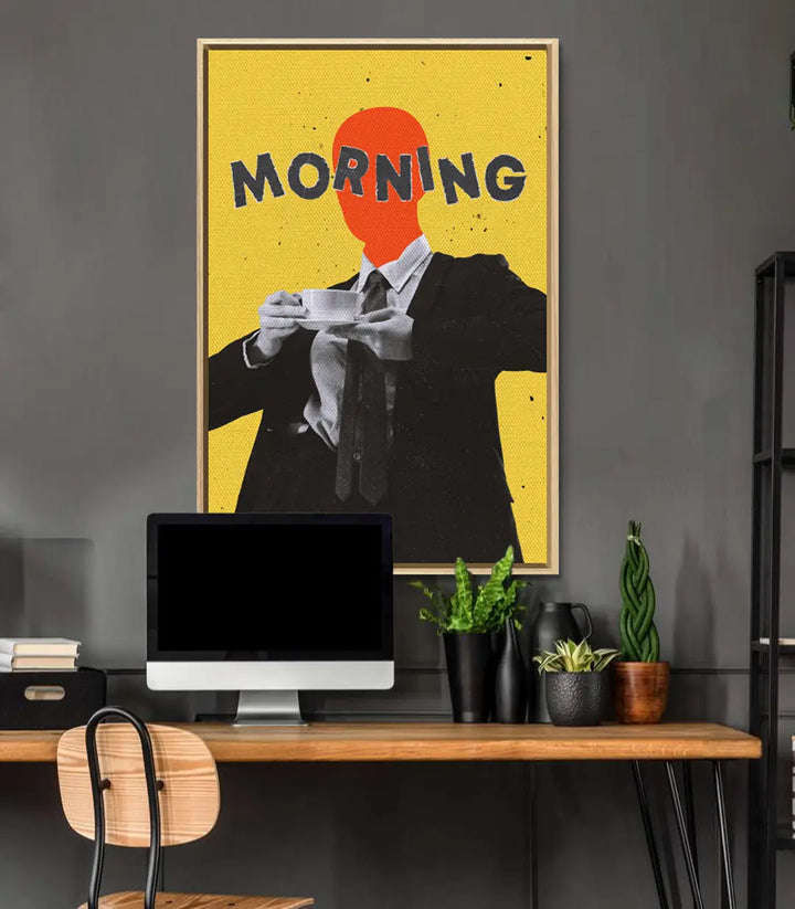 Tableau Morning détail couleurs pop-art noir jaune rouge — Massinart