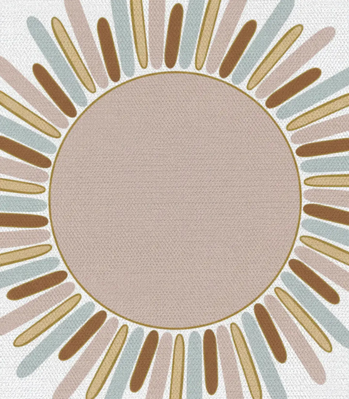 Tableau soleil aux rayons dorés et beige minimaliste — Massinart