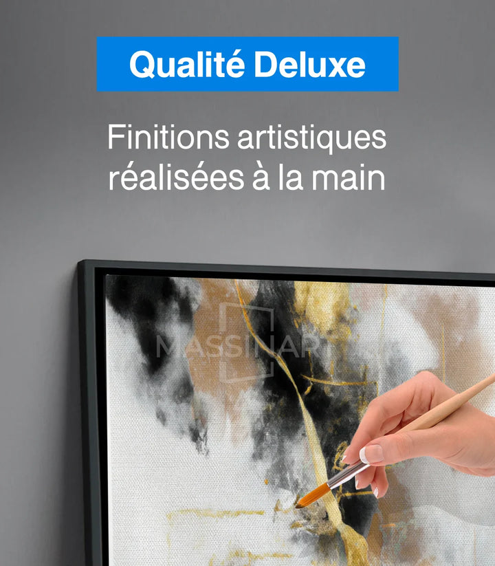 Décoration intérieur contemporain, tableaux abstraits Ethereal sur mur noir — Massinart