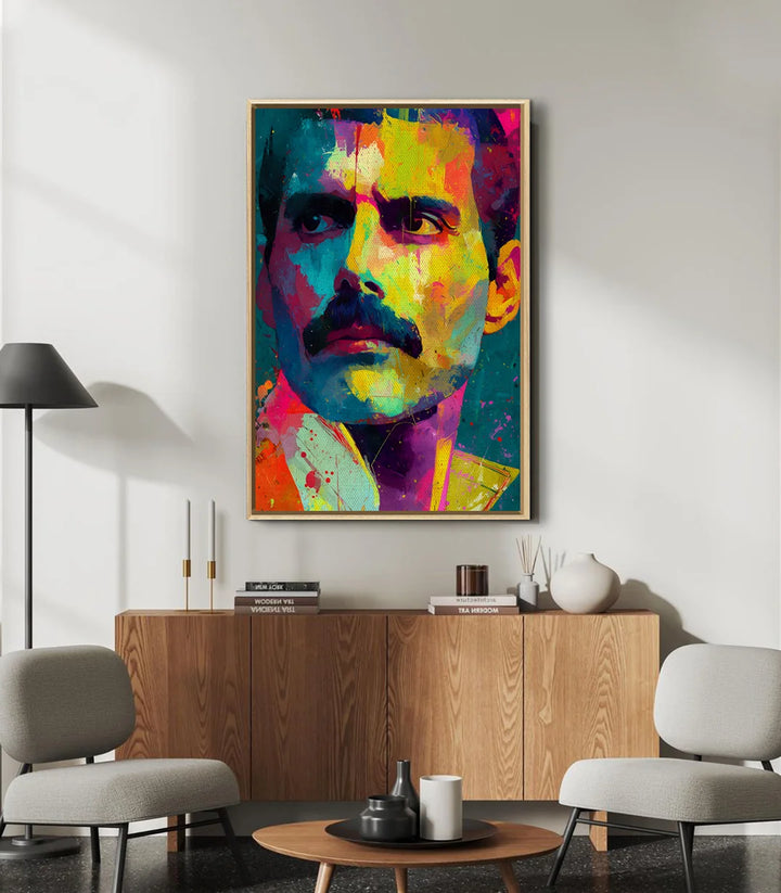 Décoration intérieur séjour — Tableau portrait expressionniste couleurs vibrantes — Massinart